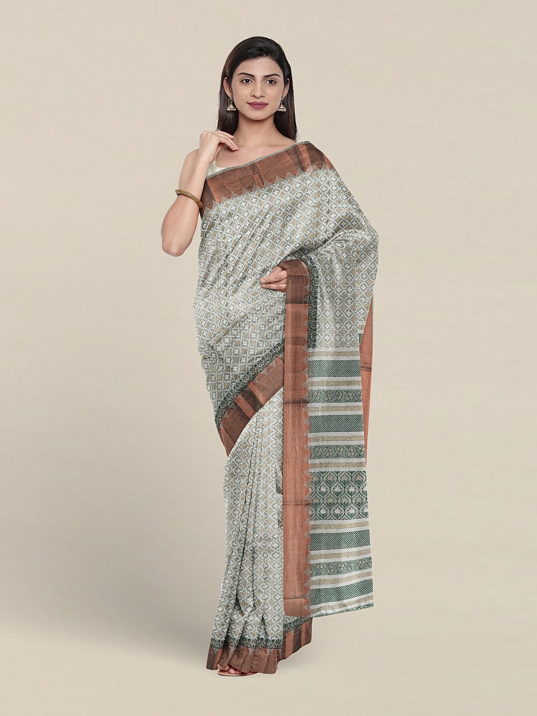 

Pothys Ethnic Motifs Printed Pure Cotton Saree, Green