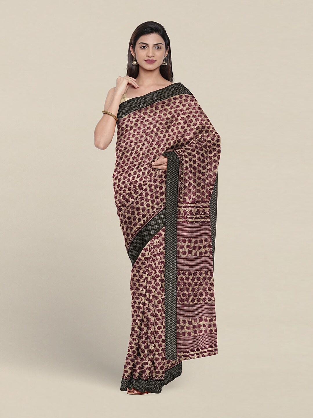 

Pothys Ethnic Motifs Printed Pure Cotton Saree, Purple