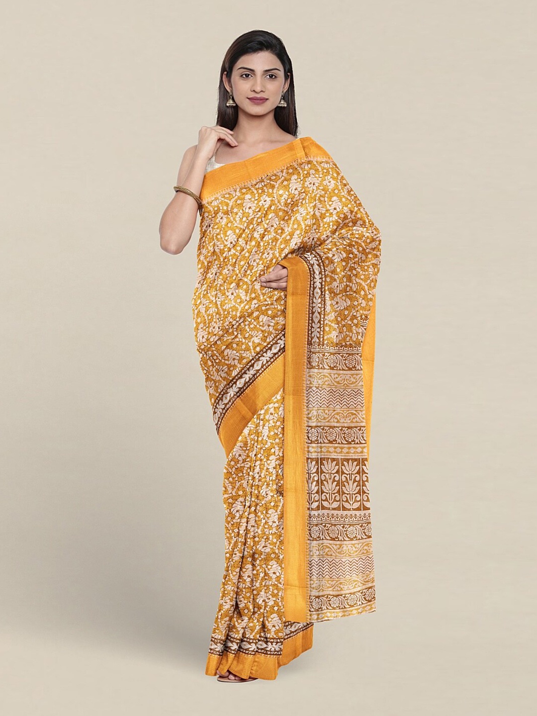 

Pothys Ethnic Motifs Printed Pure Cotton Saree, Yellow