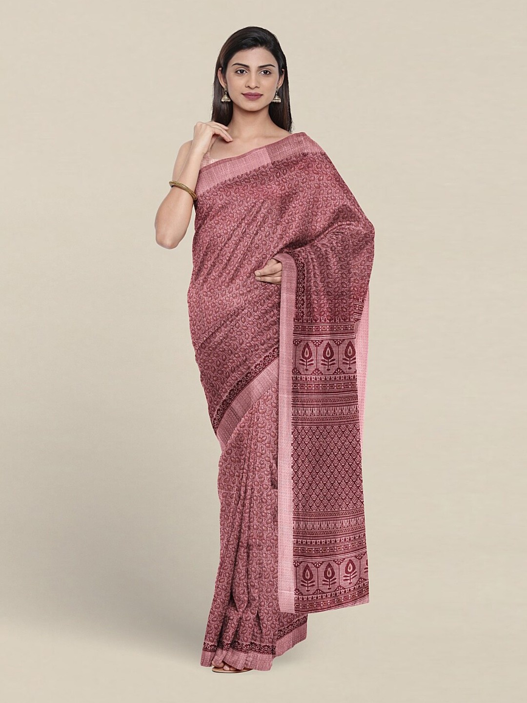 

Pothys Ethnic Motifs Printed Pure Cotton Saree, Pink