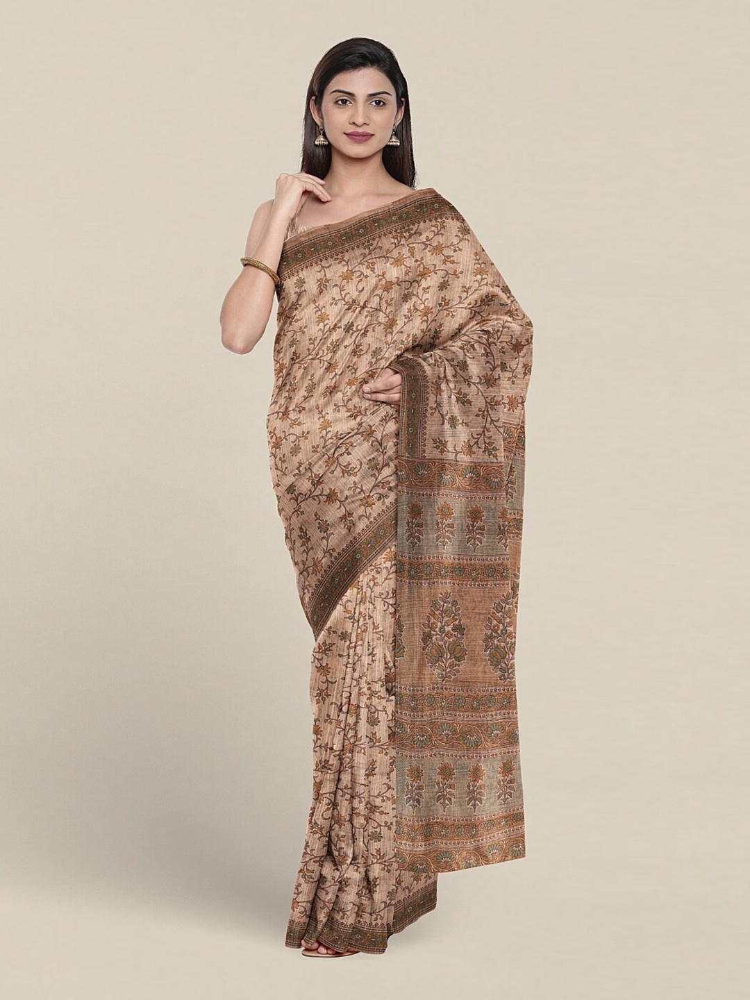 

Pothys Floral Printed Pure Cotton Saree, Beige