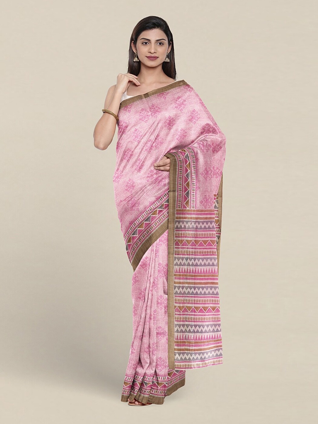 

Pothys Ethnic Printed Zari Saree, Pink
