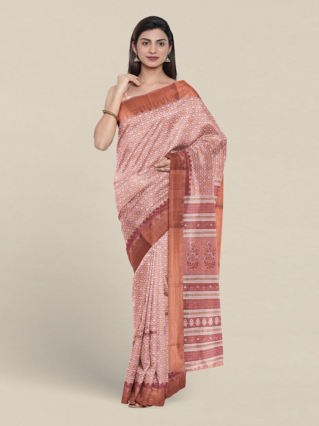 

Pothys Ethnic Motifs Printed Pure Cotton Saree, Pink