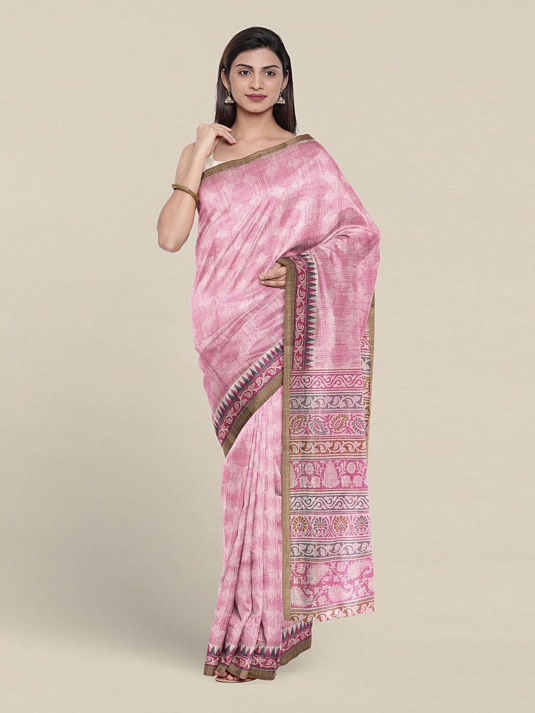 

Pothys Ethnic Motifs Printed Pure Cotton Saree, Pink