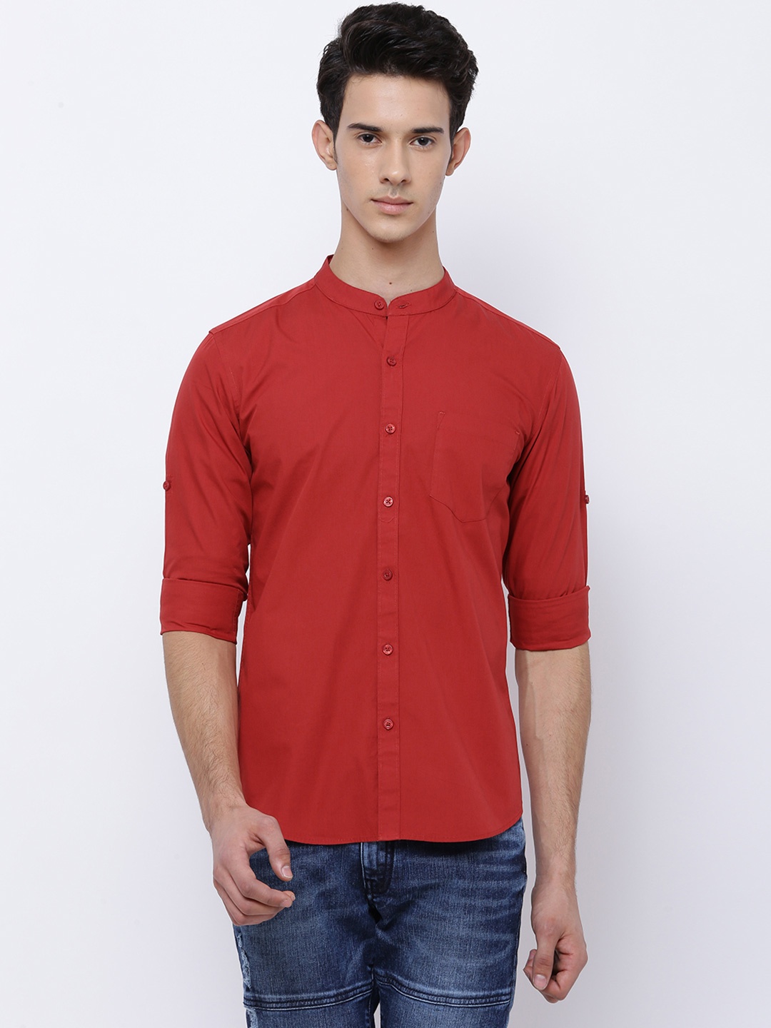 

HIGHLANDER Men Red Slim Fit Solid Casual Shirt