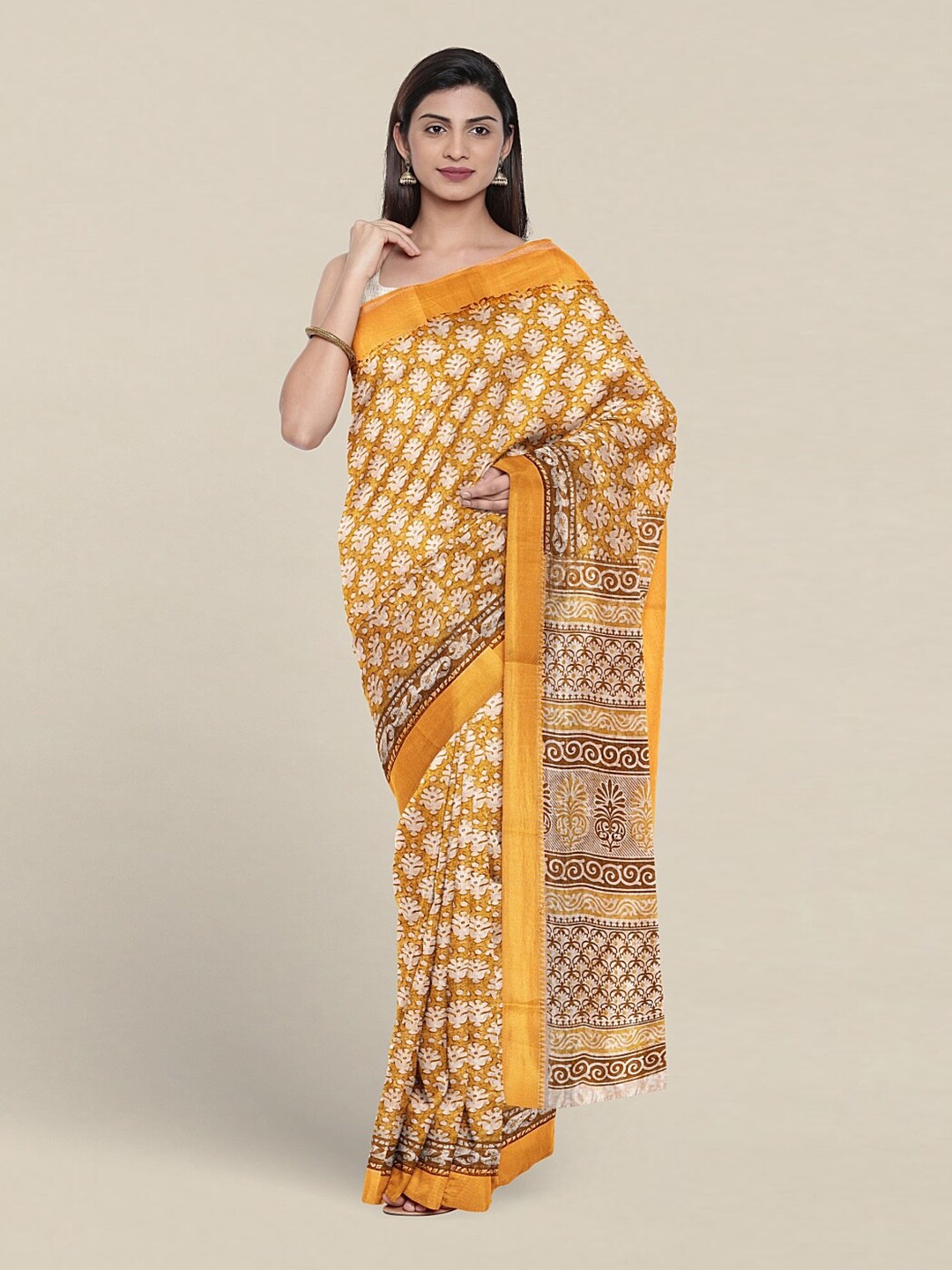 

Pothys Ethnic Motifs Printed Pure Cotton Saree, Yellow
