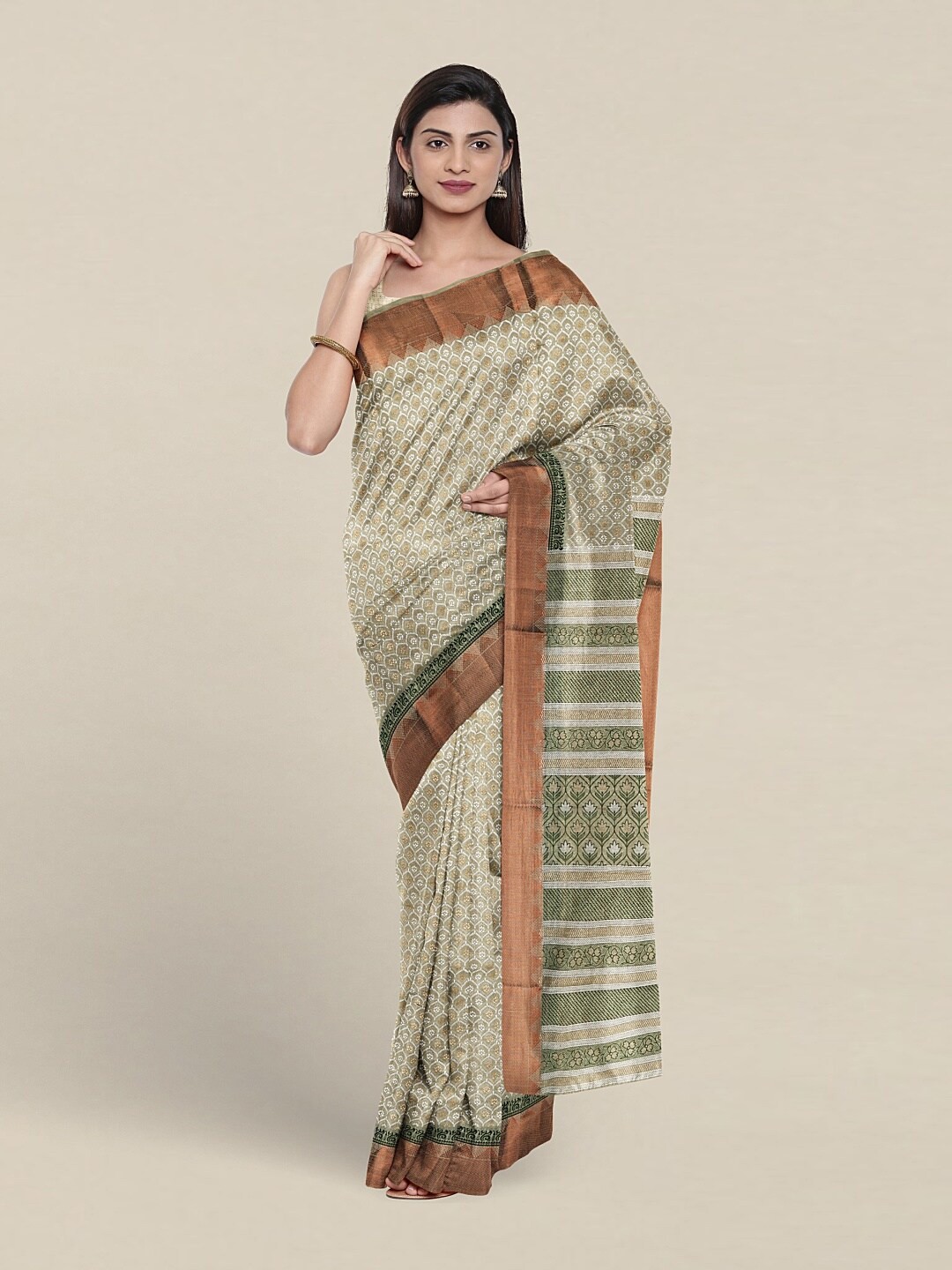 

Pothys Ethnic Motifs Zari Pure Cotton Saree, Green