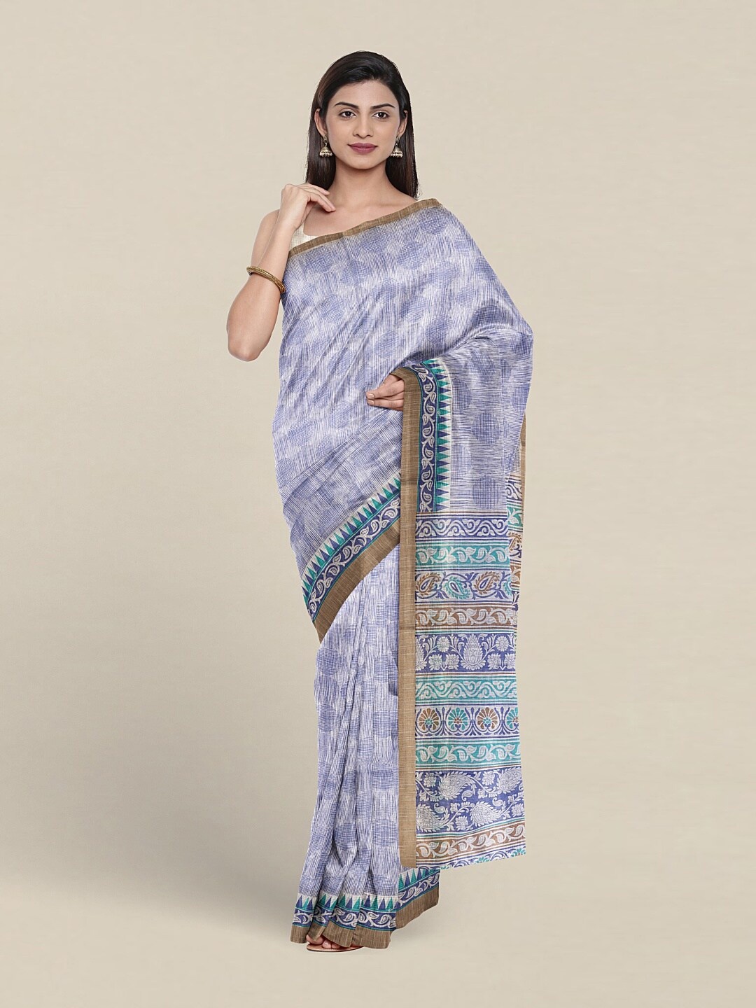 

Pothys Geometric Printed Pure Cotton Saree, Blue