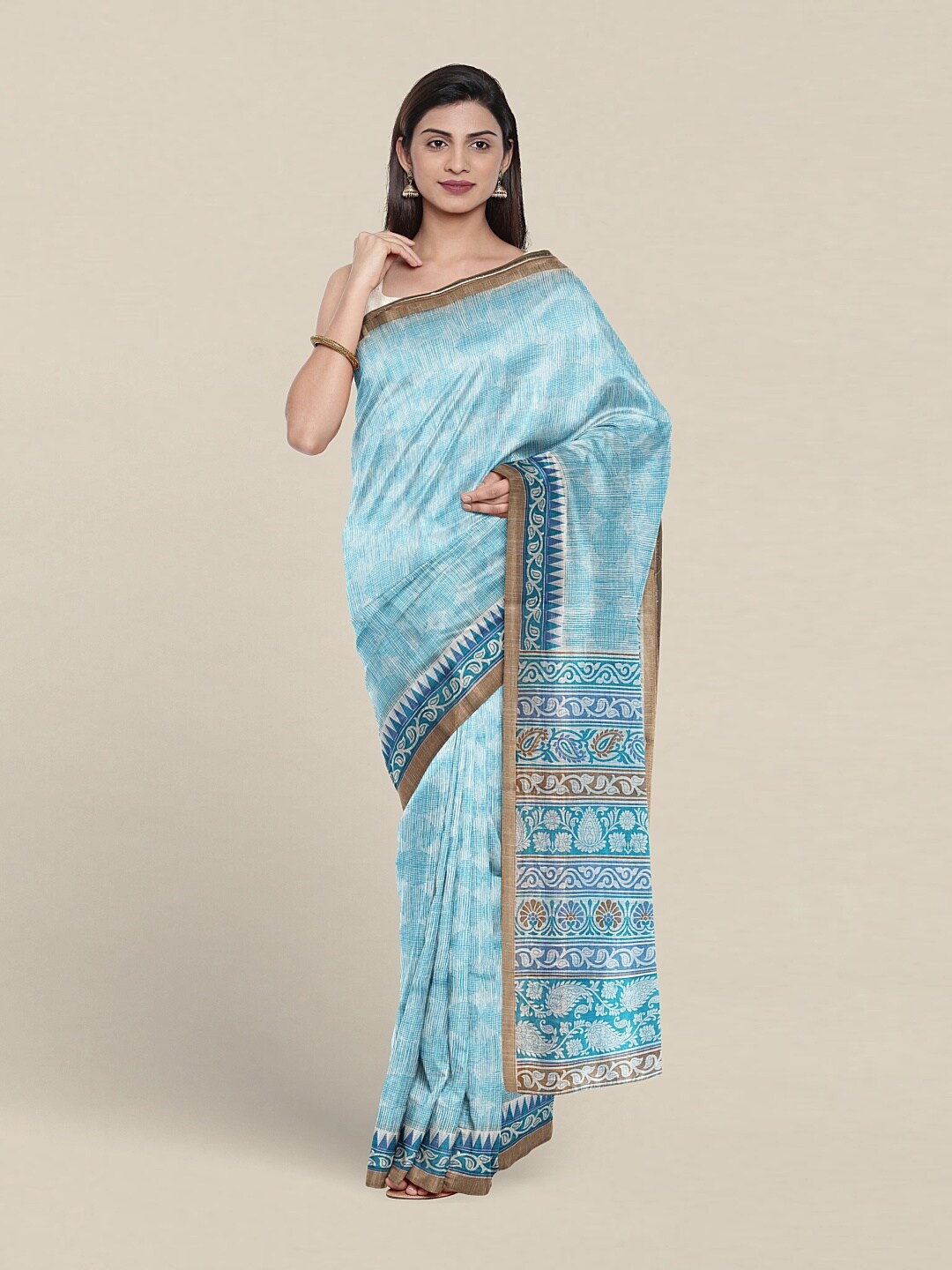 

Pothys Ethnic Motifs Printed Pure Cotton Saree, Blue