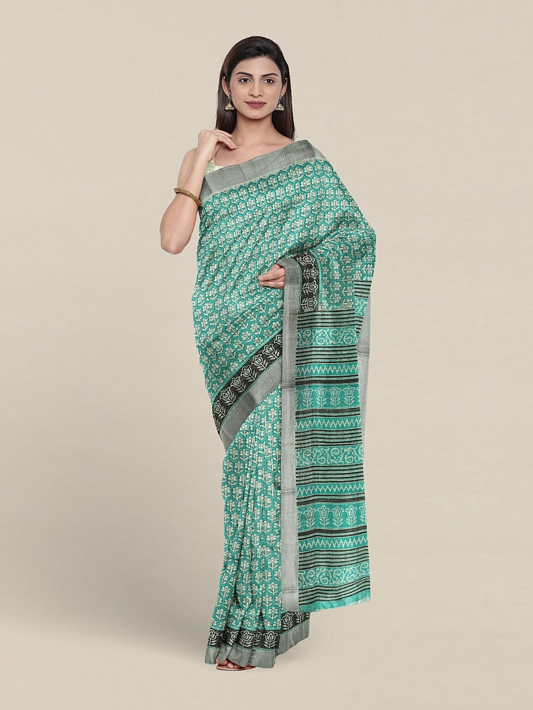 

Pothys Ethnic Motifs Printed Pure Cotton Saree, Green