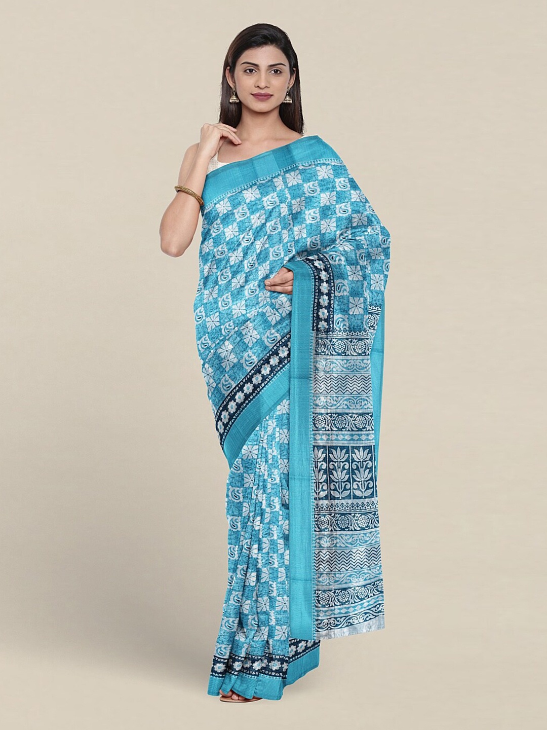 

Pothys Paisley Pure Cotton Saree, Blue