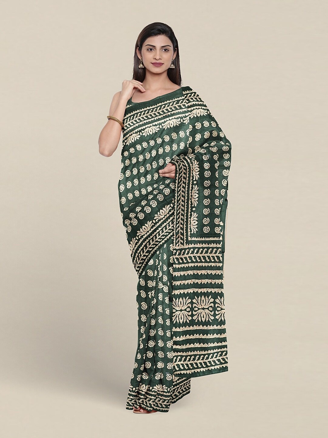 

Pothys Paisley Ethnic Motifs Printed Saree, Green