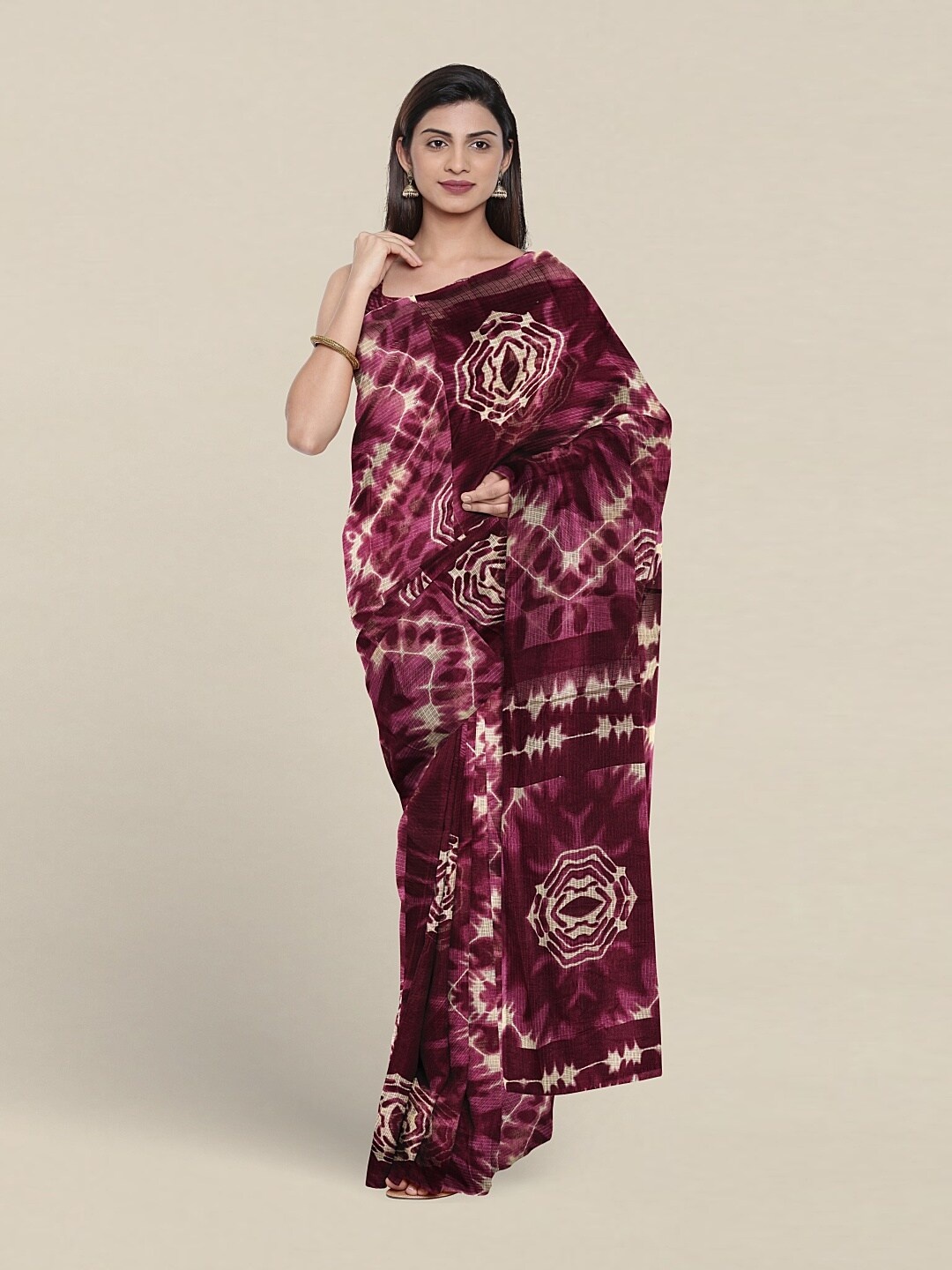 

Pothys Abstract Printed Saree, Burgundy