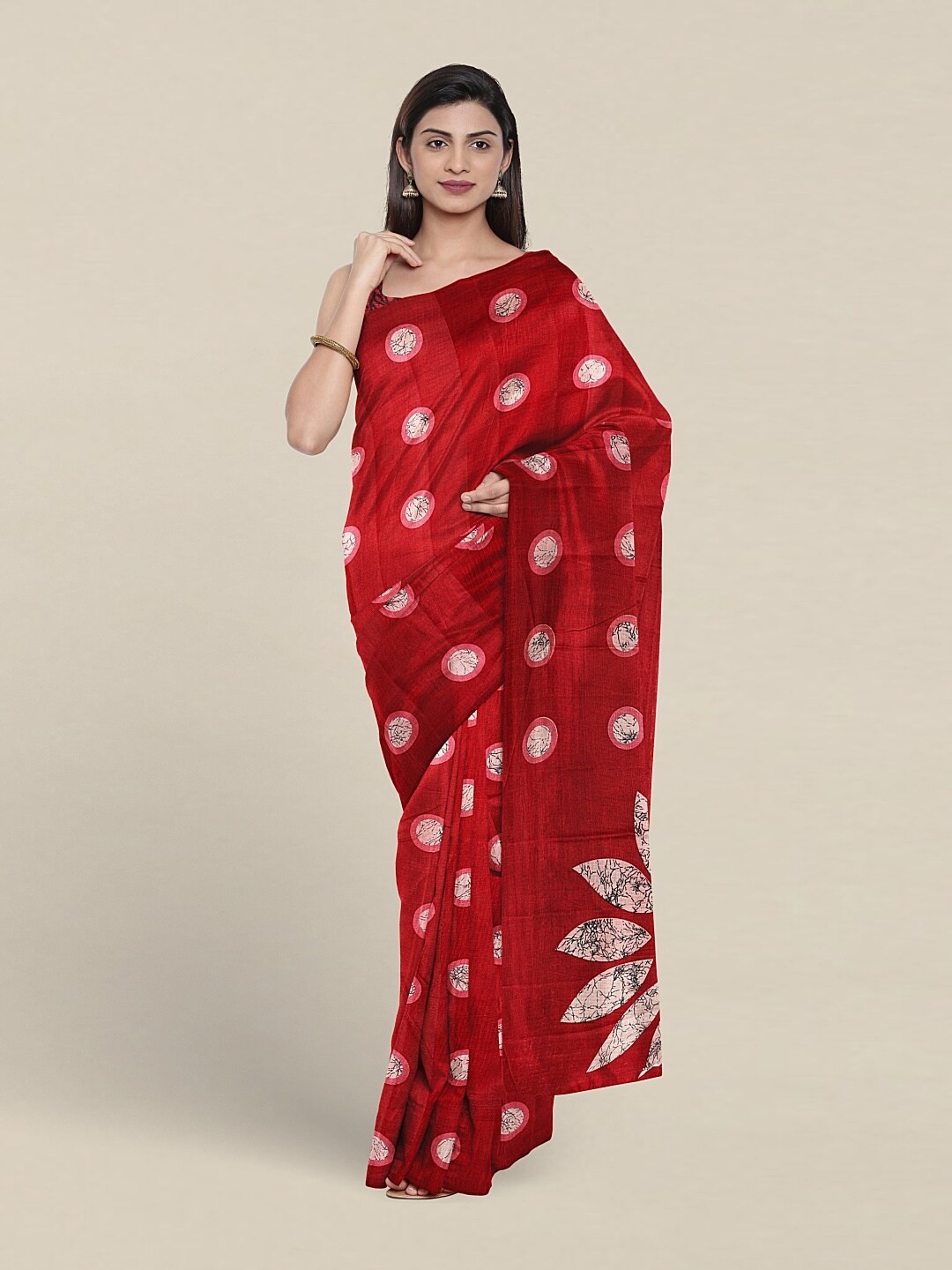 

Pothys Geometric Printed Saree, Red