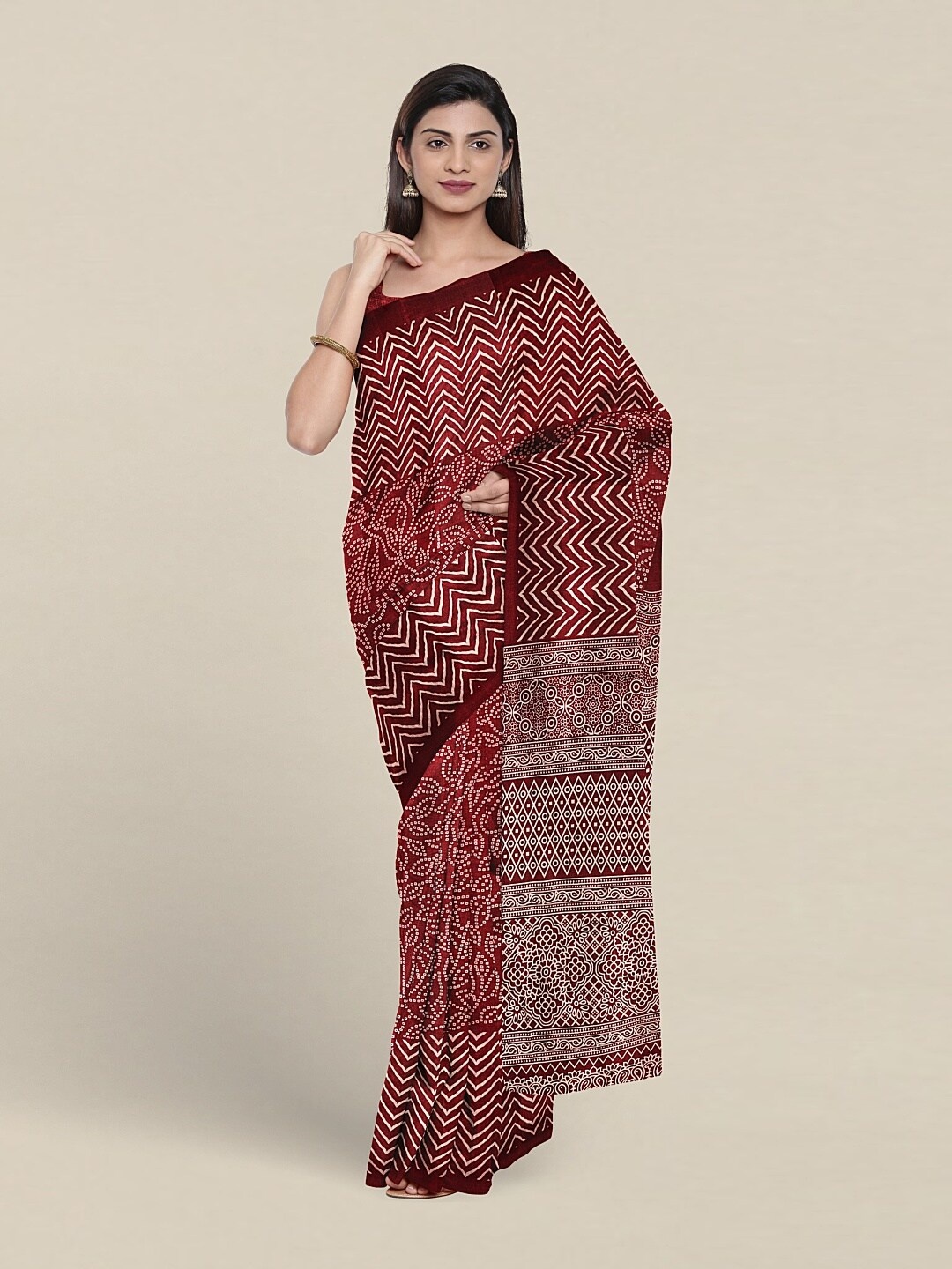 

Pothys Floral Printed Saree, Maroon