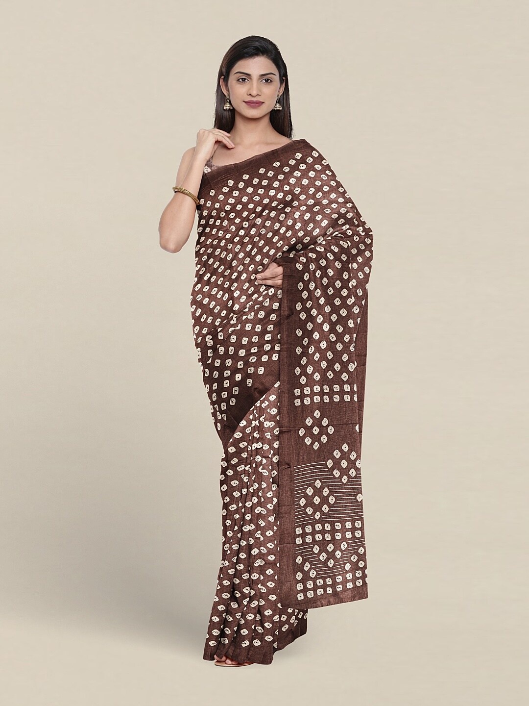 

Pothys Geometric Printed Saree, Brown