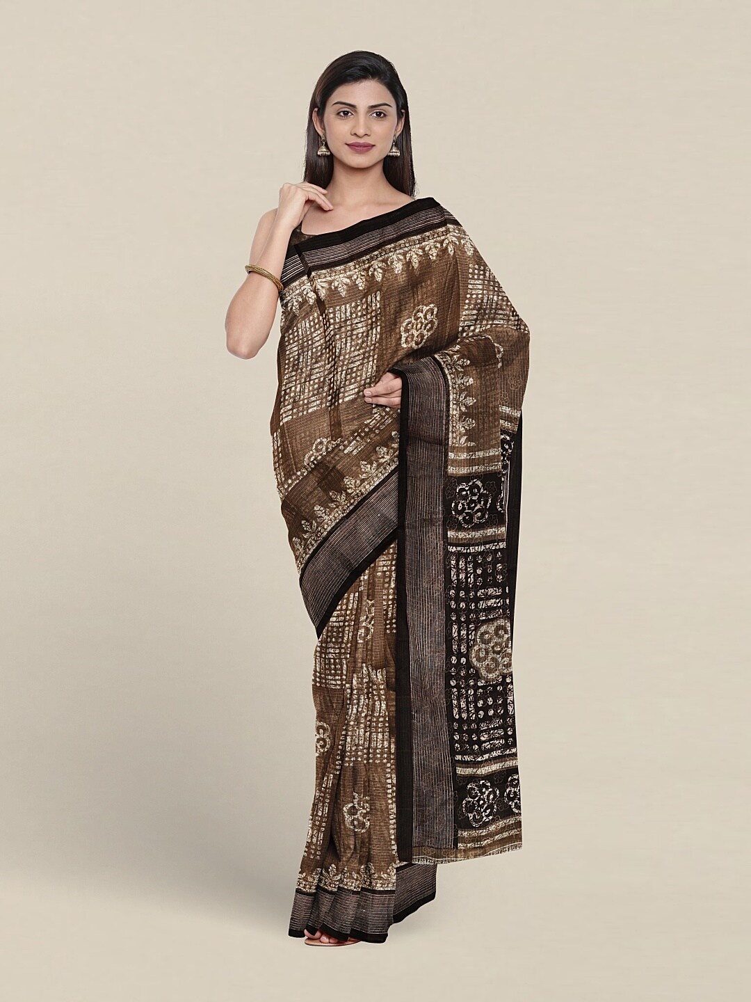 

Pothys Ethnic Motifs Printed Saree, Brown