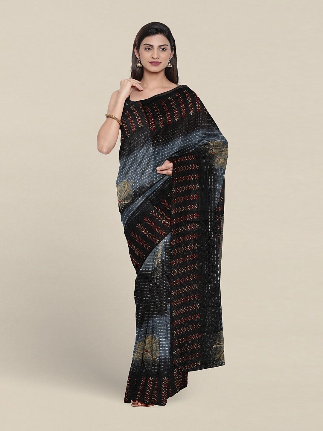 

Pothys Stripped Woven Designed Saree, Blue