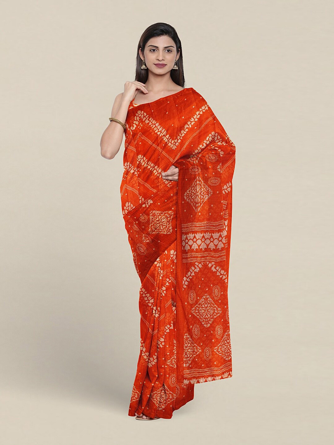 

Pothys Abstract Printed Saree, Orange