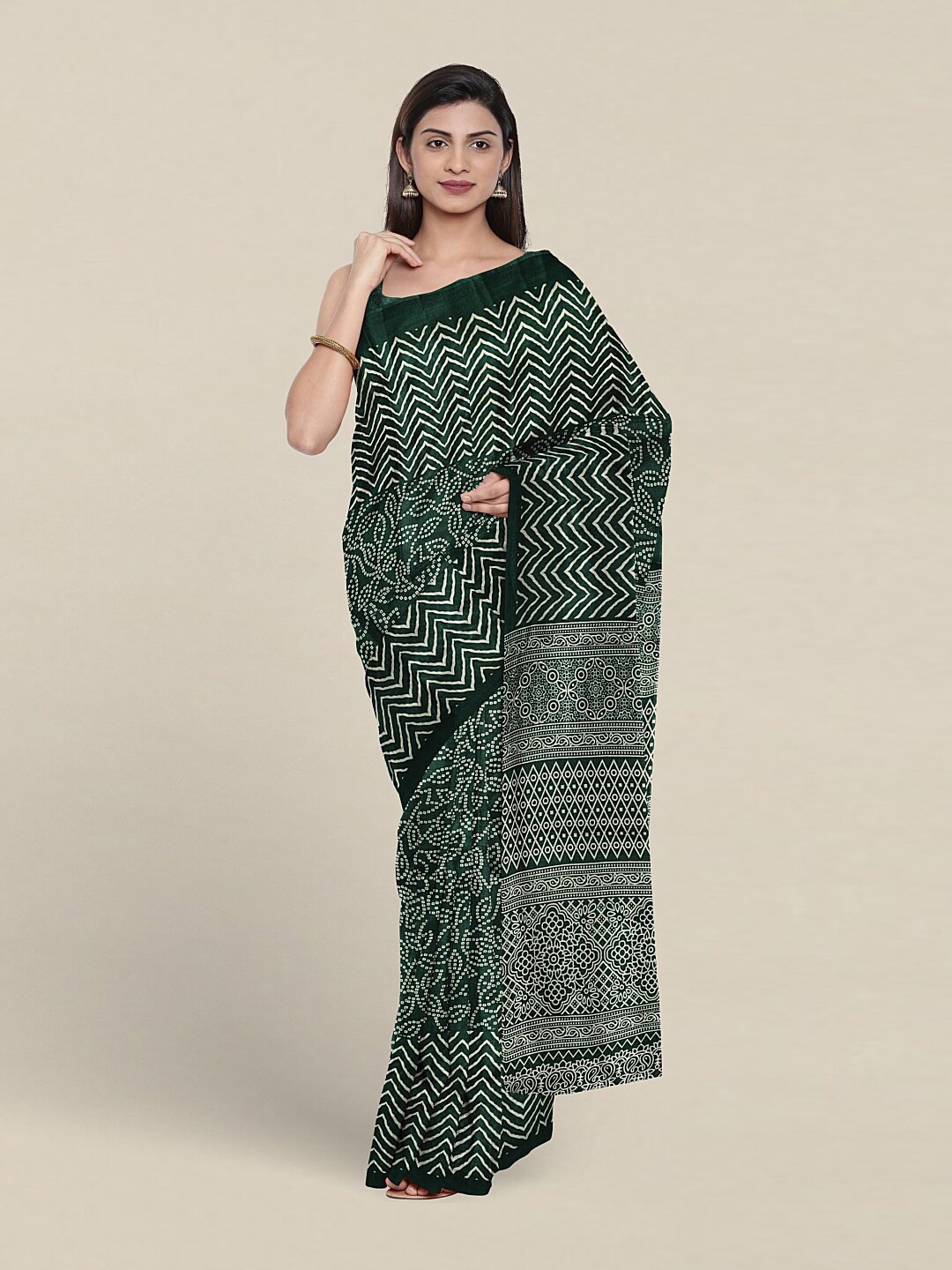 

Pothys Ethnic Motifs Printed Saree, Green
