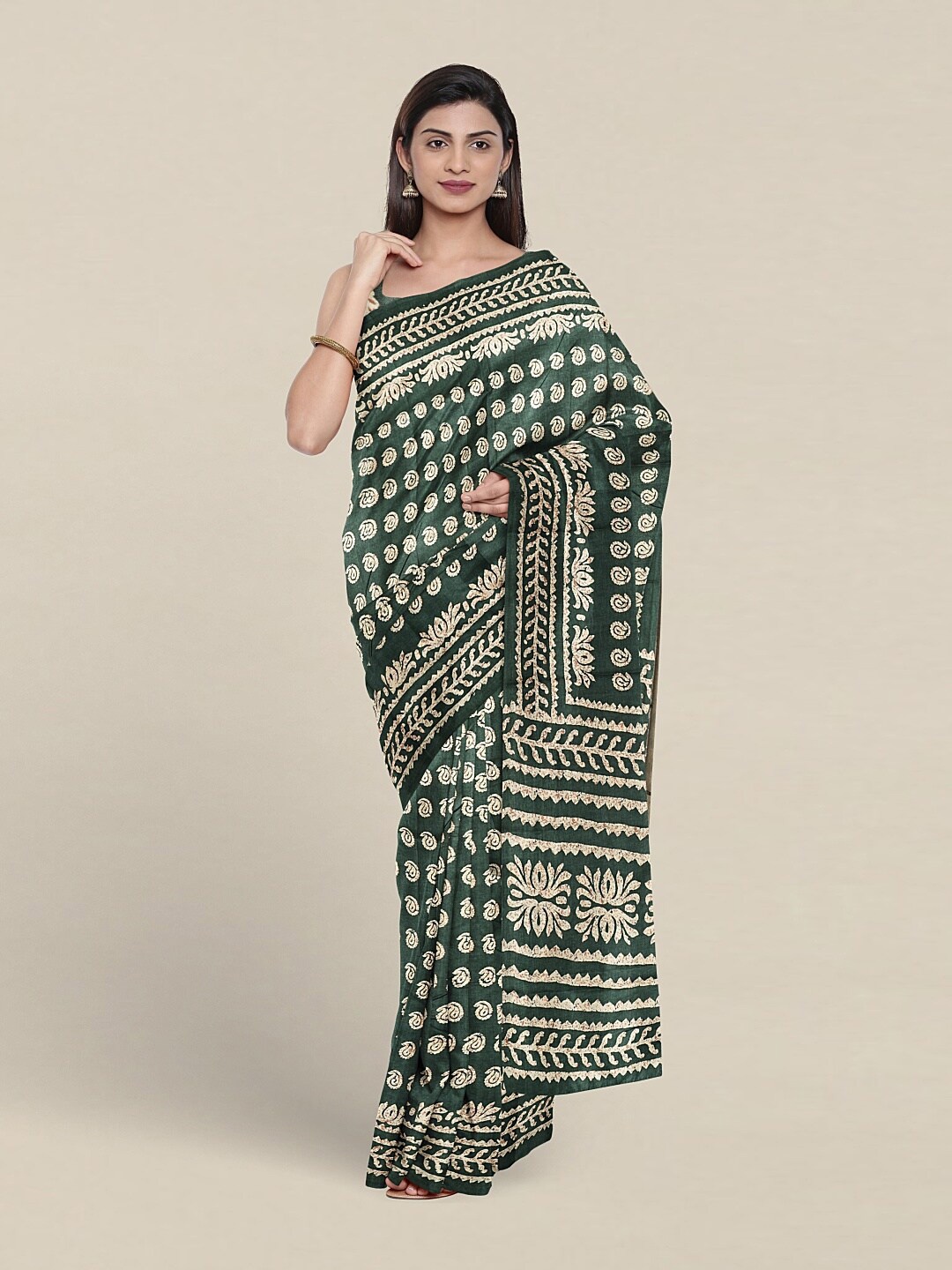 

Pothys Paisley Printed Saree, Green