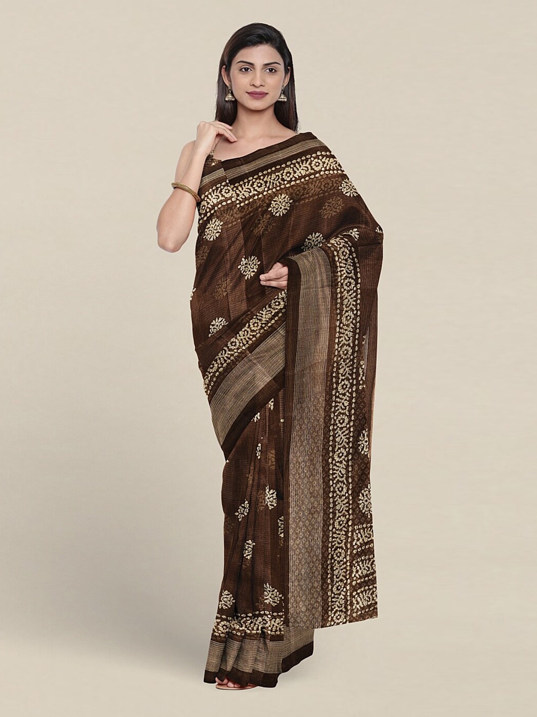 

Pothys Ethnic Motifs Printed Saree, Brown
