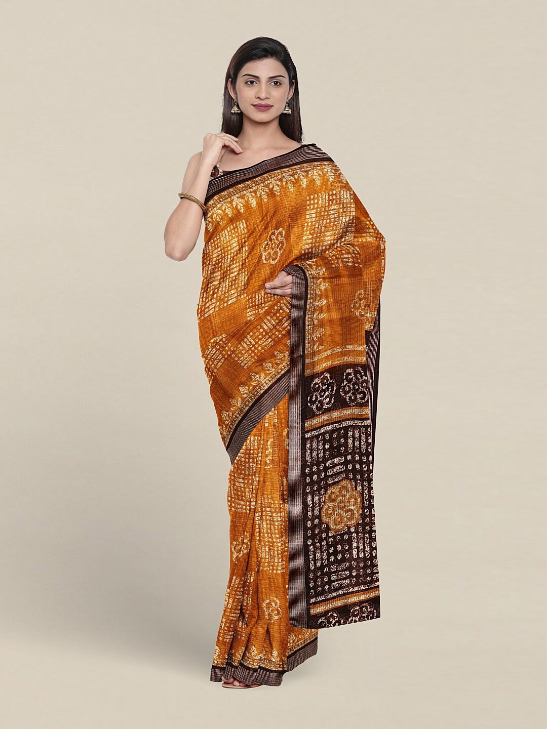 

Pothys Bandhani Ethnic Motifs Printed Saree, Mustard