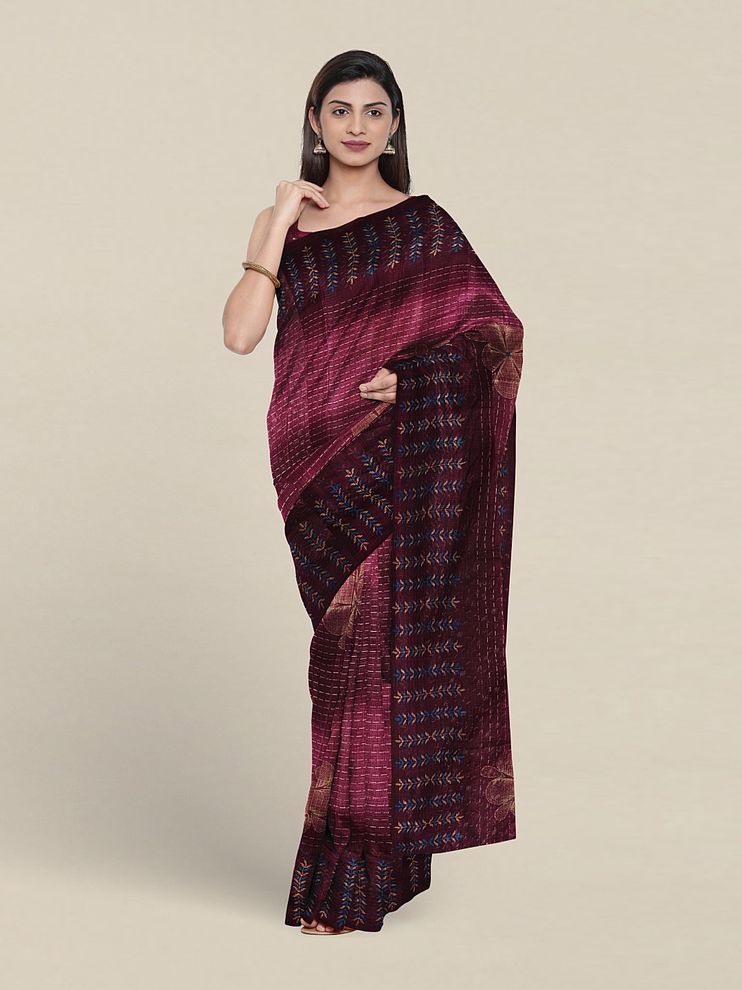 

Pothys Floral Printed Saree With Blouse Piece, Magenta