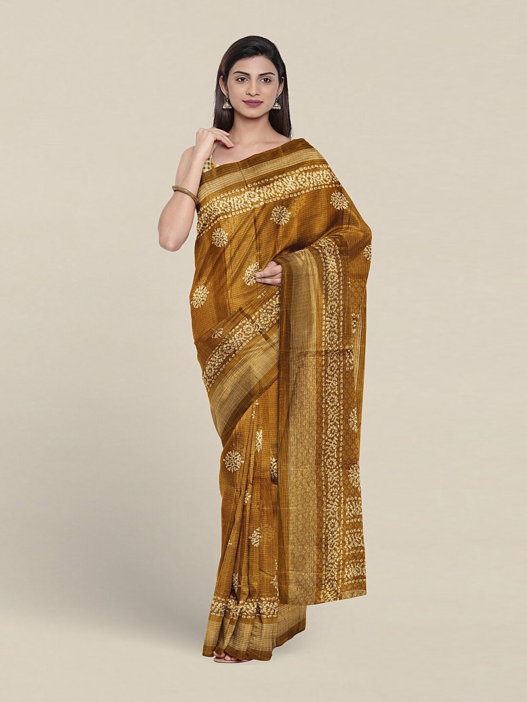 

Pothys Ethnic Motifs Printed Saree, Brown