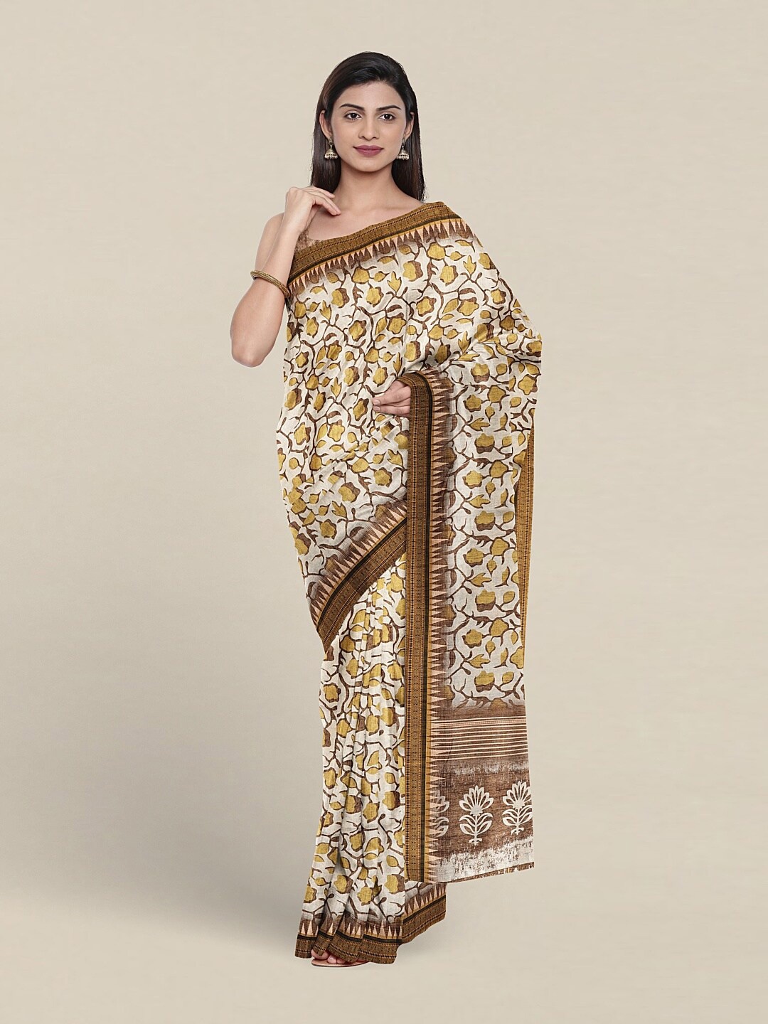 

Pothys Floral Printed Saree, Brown