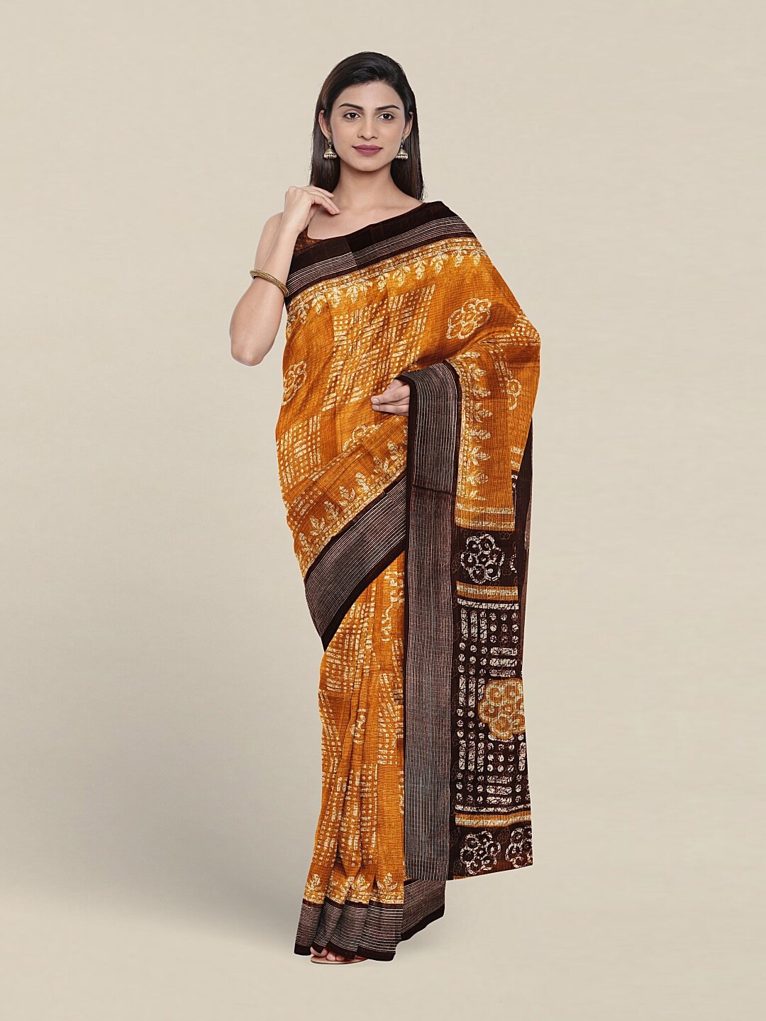 

Pothys Floral Printed Saree, Mustard