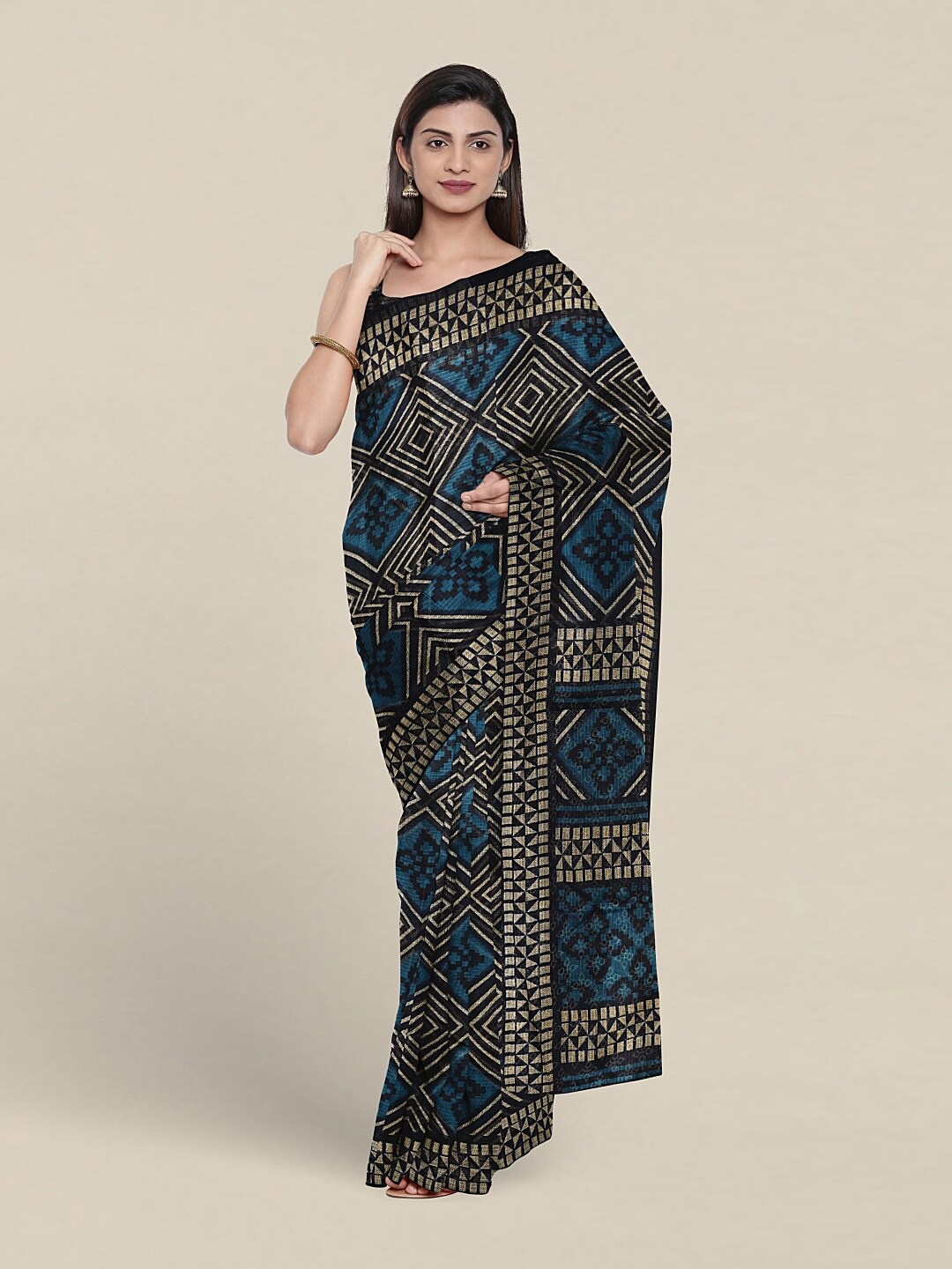 

Pothys Geometric Printed Saree, Blue