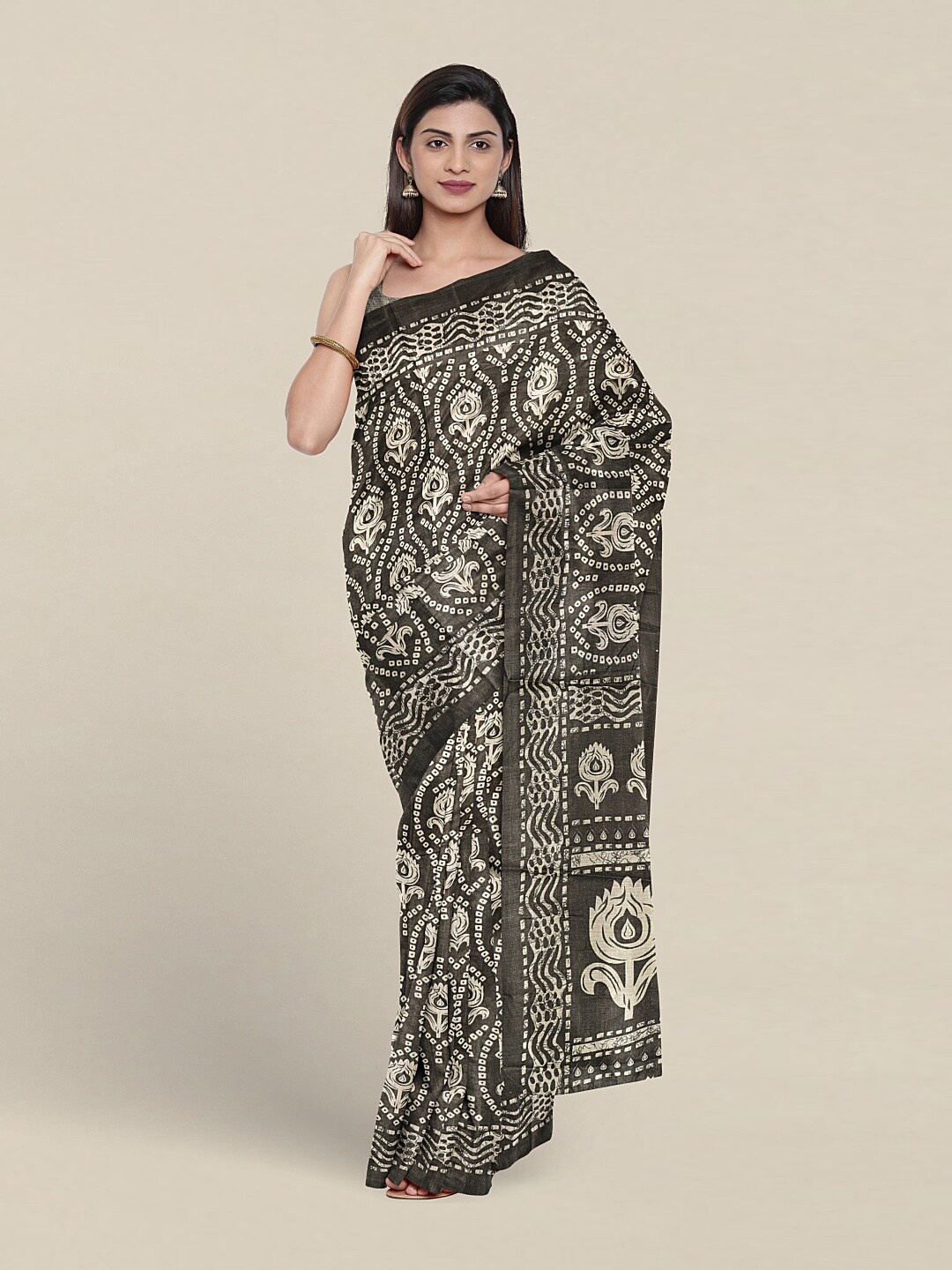 

Pothys Ethnic Motif Printed Saree, Grey