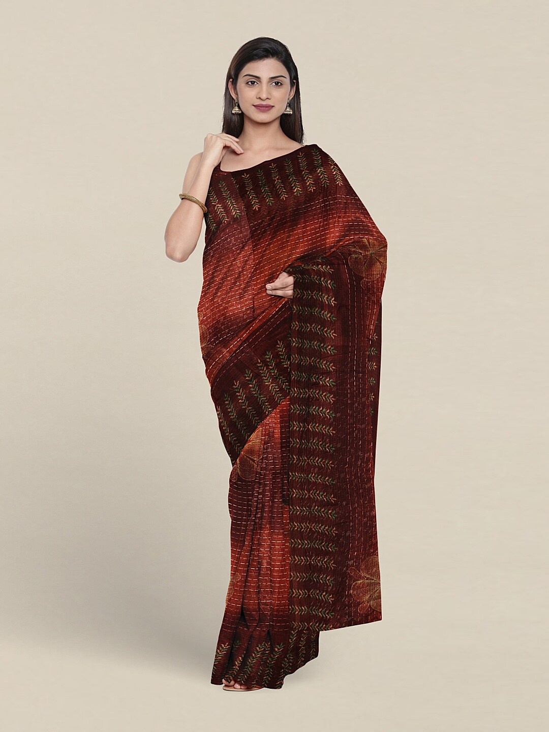 

Pothys Ethnic Motifs Printed Saree, Rust