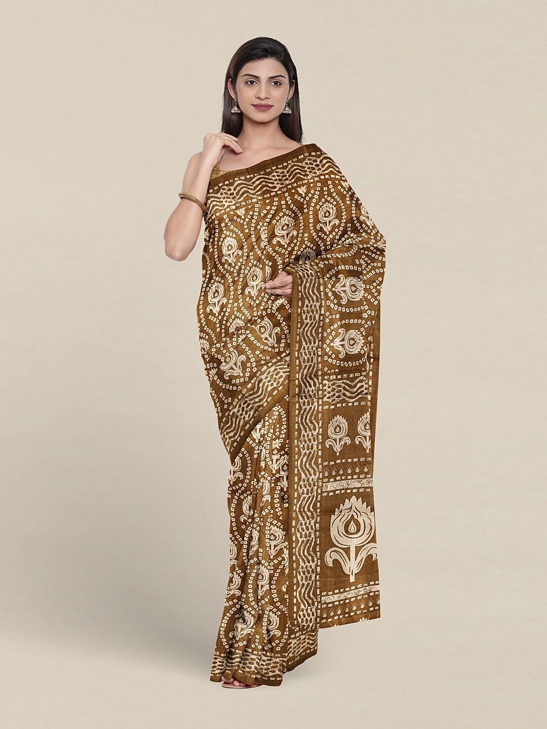 

Pothys Floral Printed Saree, Brown