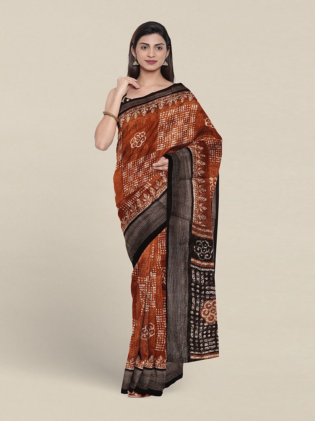 

Pothys Ethnic Motifs Printed Saree, Rust