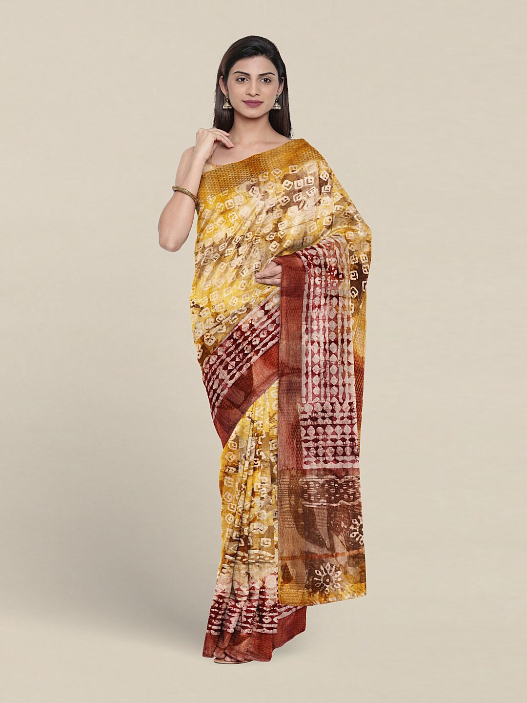 

Pothys Ethnic Motifs Printed Saree, Brown