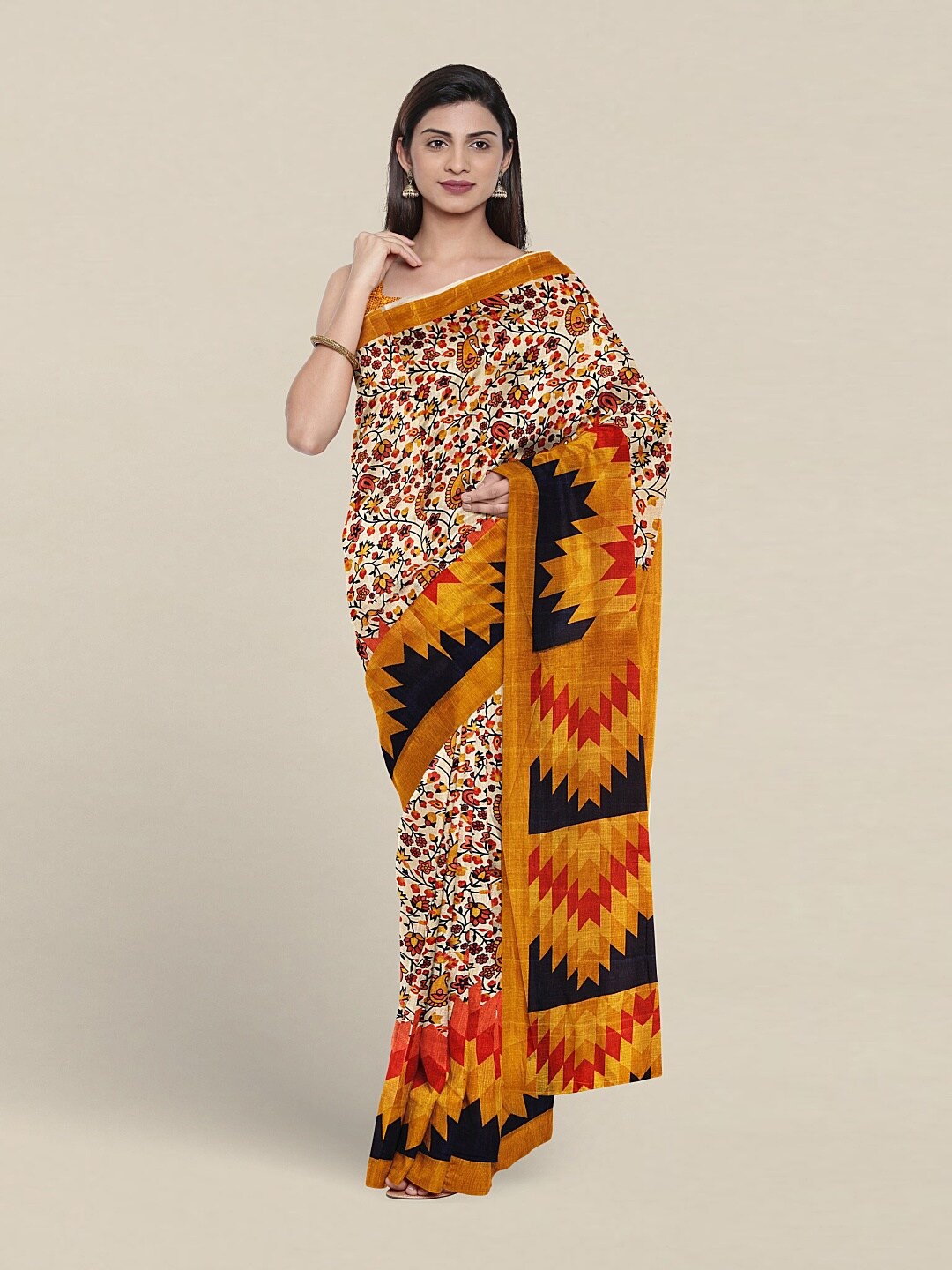 

Pothys Ethnic Motifs Printed Saree, Cream