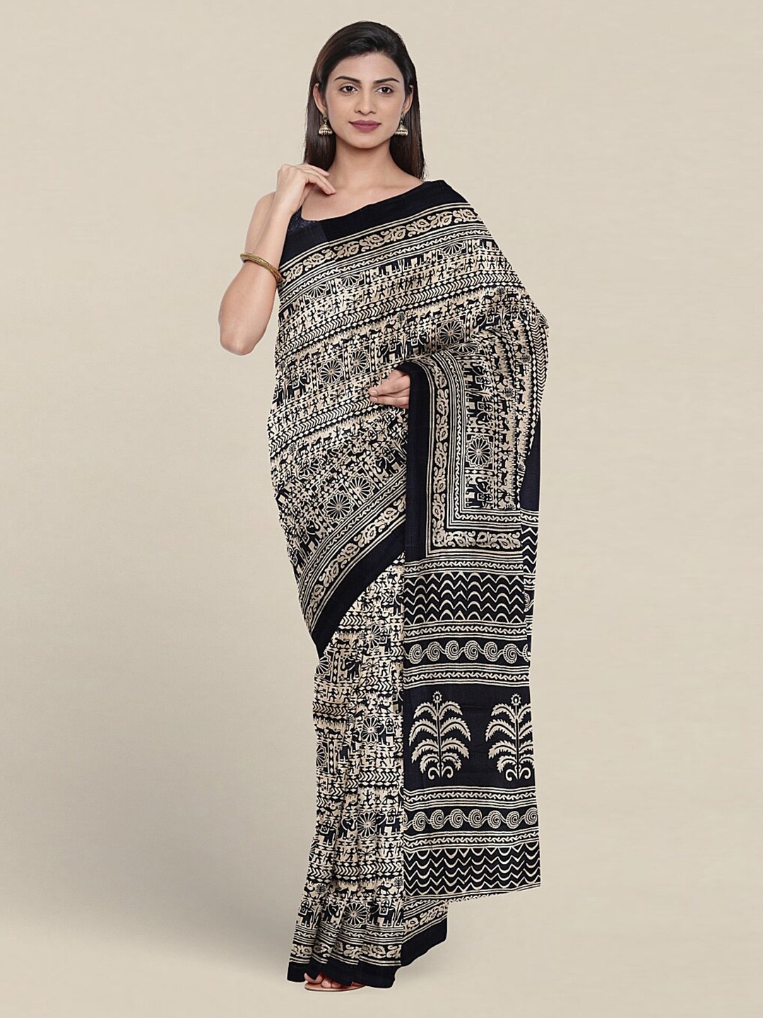 

Pothys Ethnic Motifs Printed Saree, Cream