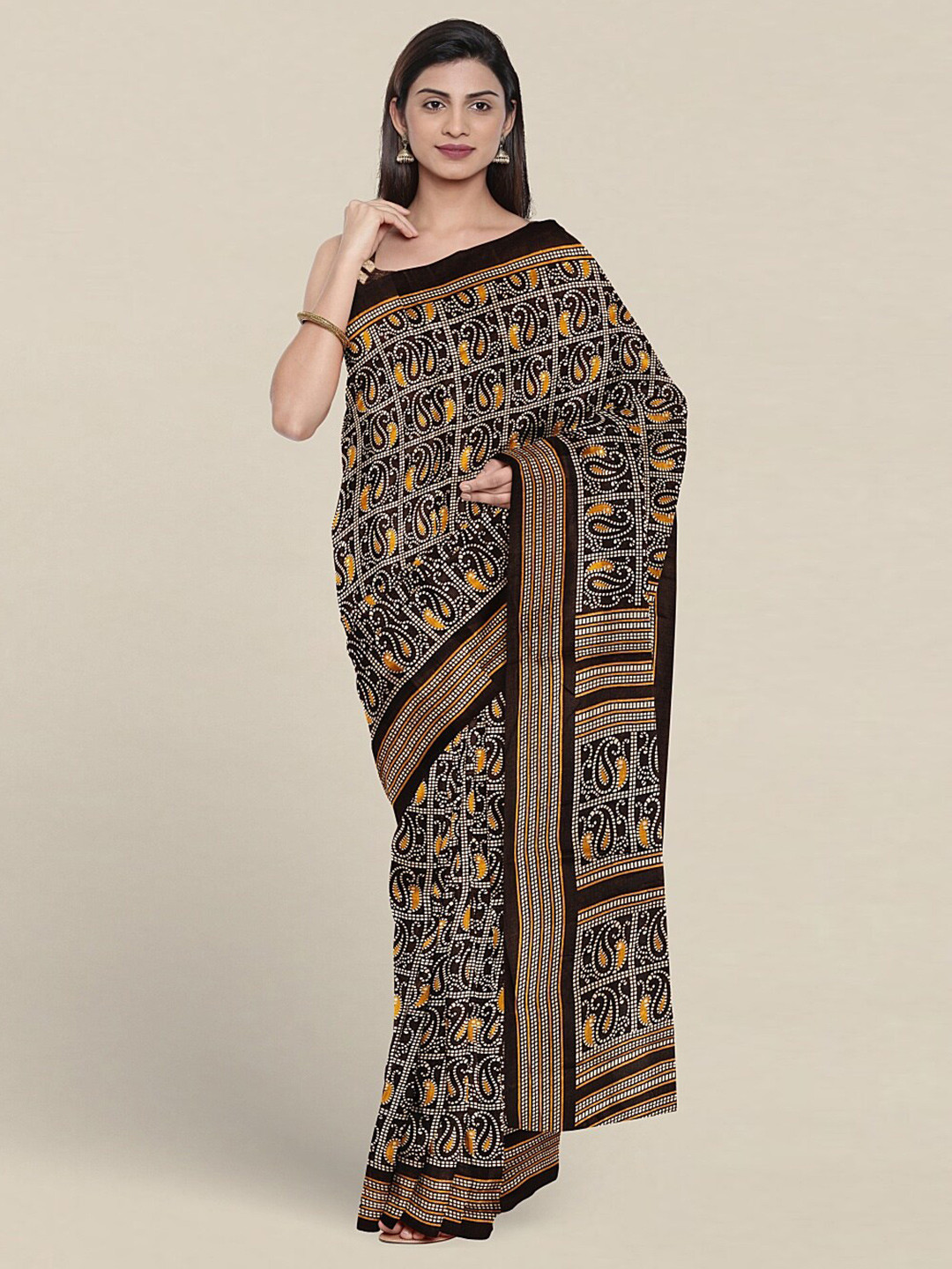 

Pothys Paisley Printed Saree, Brown