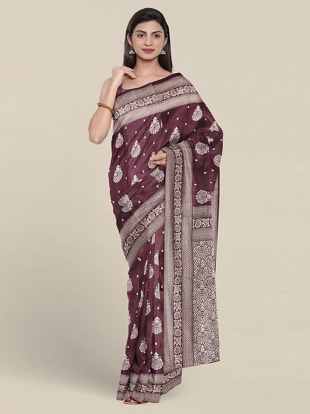 

Pothys Ethnic Motifs Printed Saree, Lavender