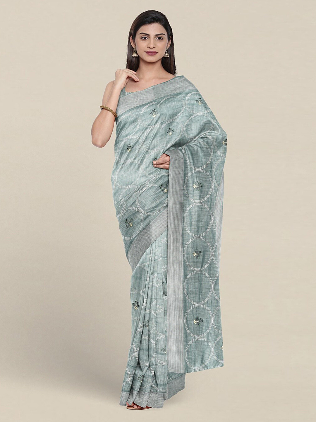 

Pothys Geometric Printed Pure Cotton Saree, Blue
