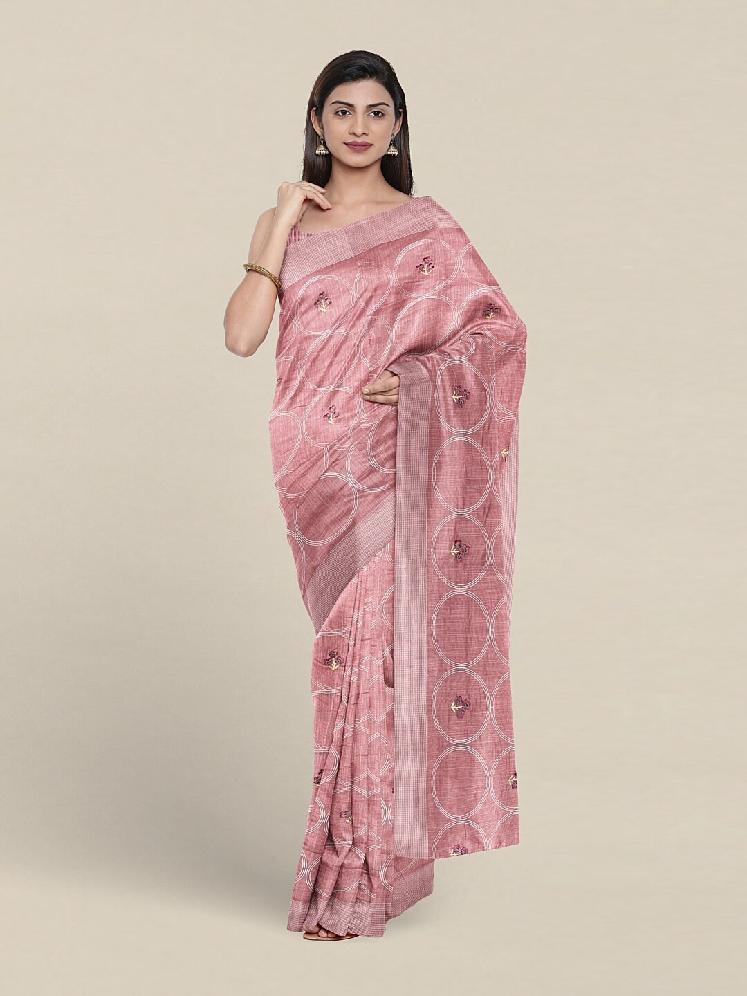 

Pothys Geometric Printed Pure Cotton Saree, Pink