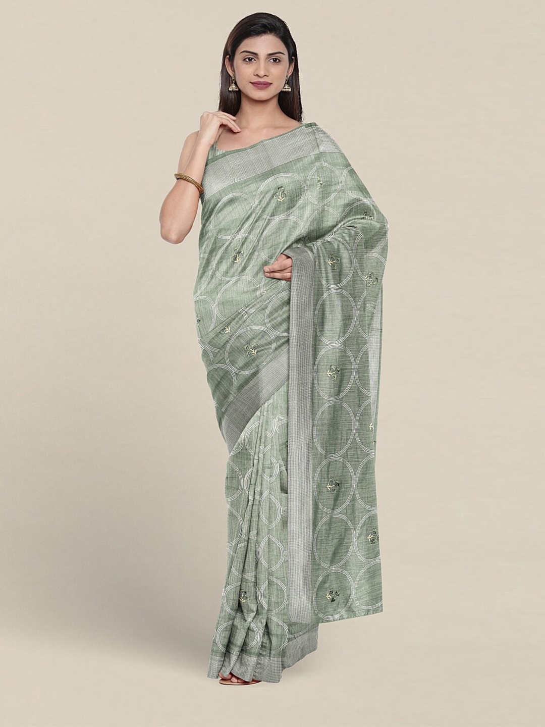 

Pothys Abstract Printed Pure Cotton Saree, Green