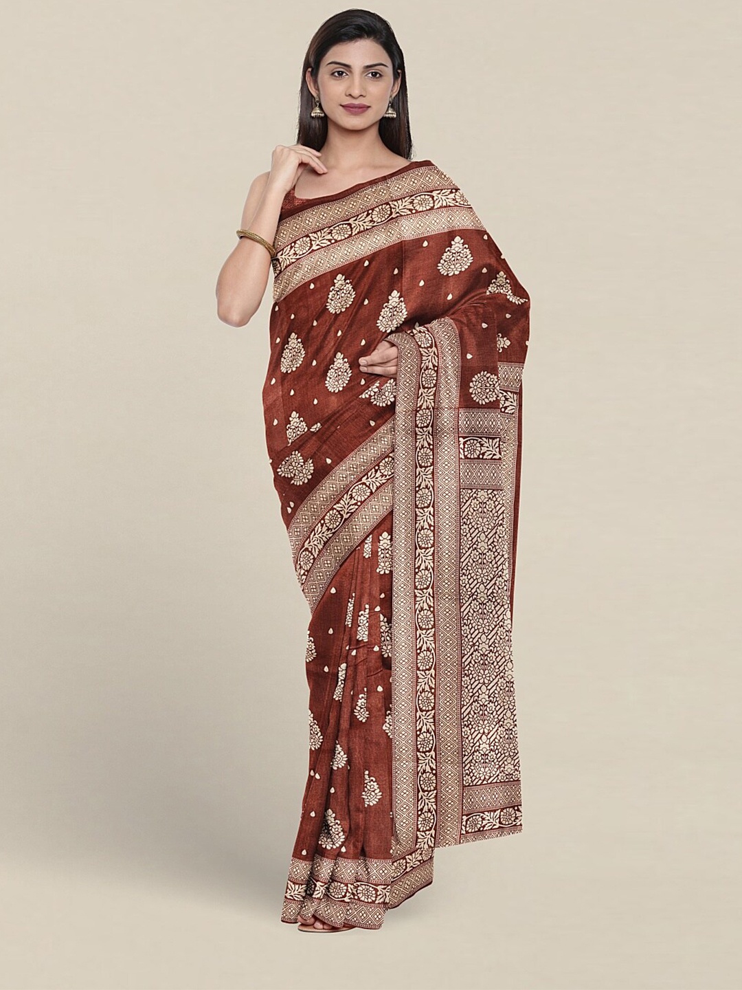 

Pothys Ethnic Motifs Printed Saree, Rust