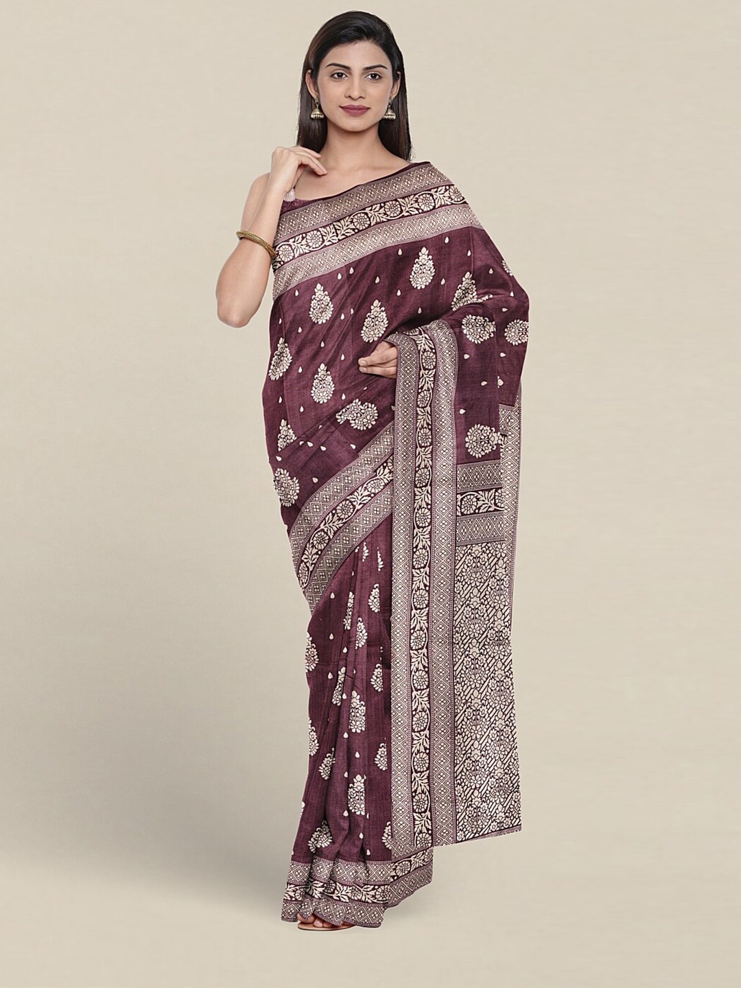 

Pothys Ethnic Motifs Printed Saree, Lavender