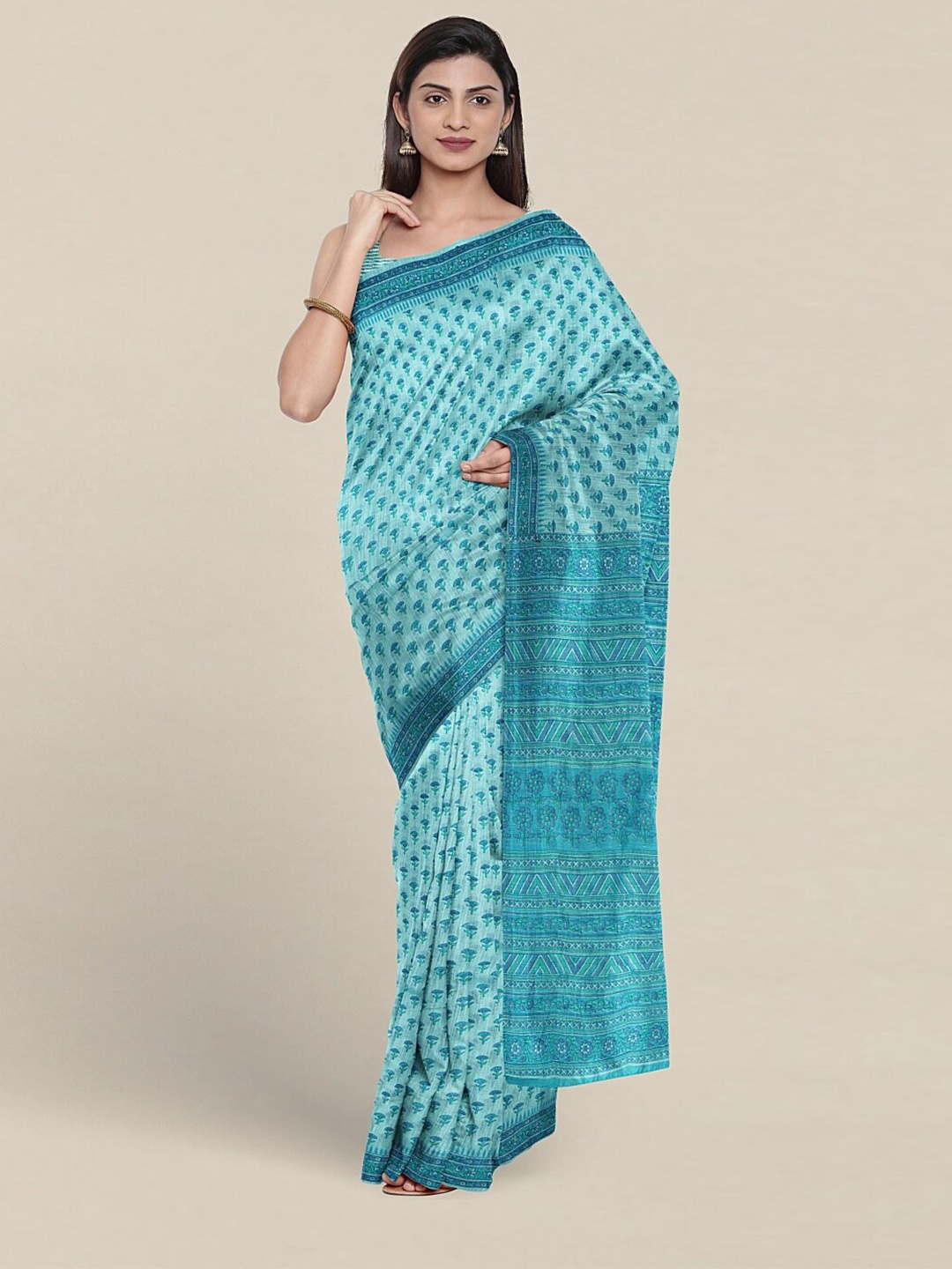 

Pothys Floral Printed Pure Cotton Saree, Blue