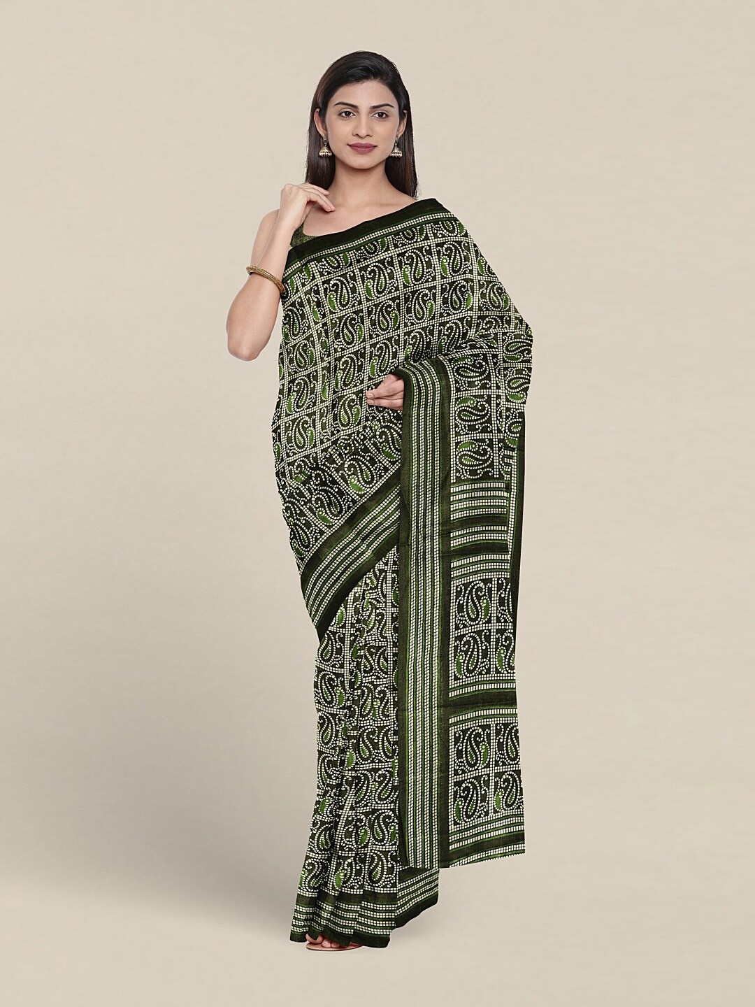 

Pothys Paisley Printed Saree, Green