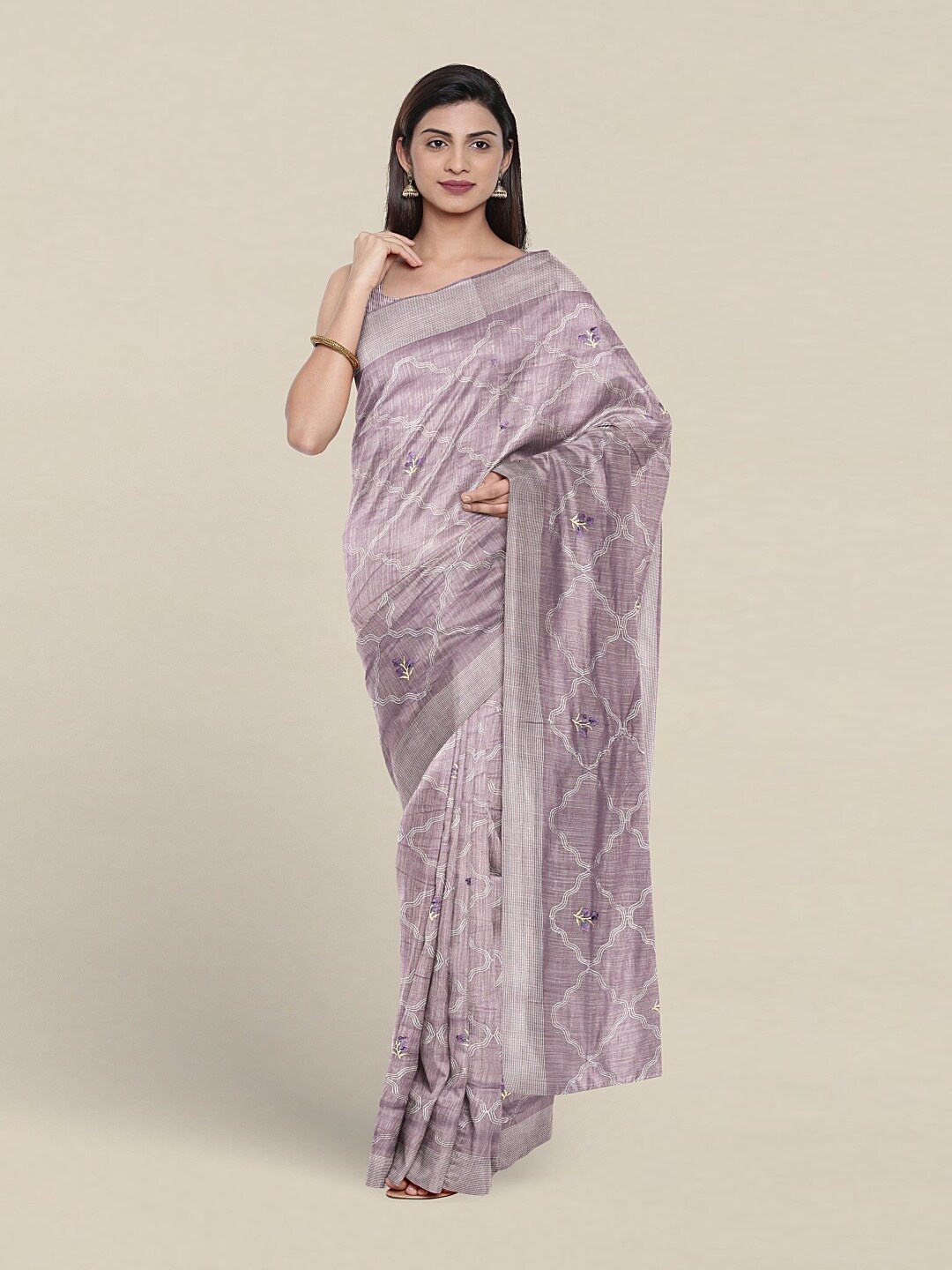 

Pothys Floral Printed Pure Cotton Saree, Lavender