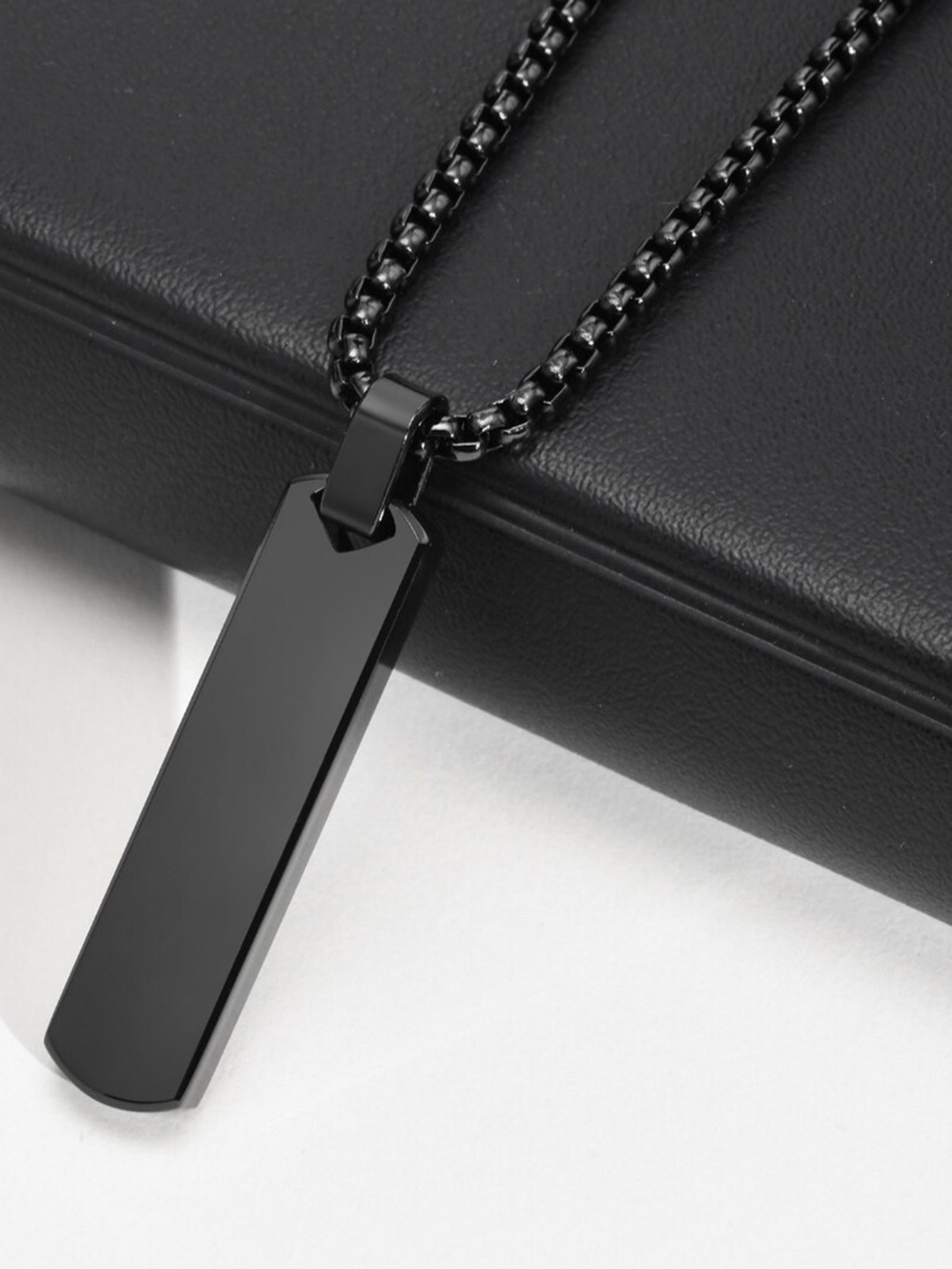 

SALTY Stainless Steel Contemporary Edge Pendant & Chain, Black
